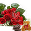 12 Red Roses with Stuffed Toy and Chocolate