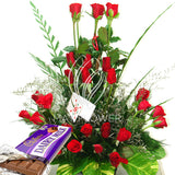 Red Rose Basket Wtih Chocolate