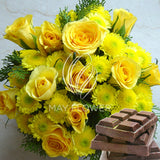 Yellow Hand Bunch With Chocolate