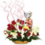 Red White Rose Basket