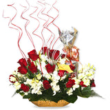 Red White Rose Basket