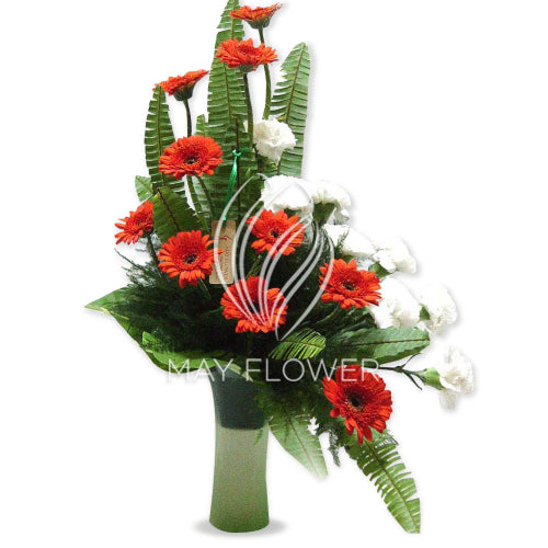 Carnations and Gerbera Vase