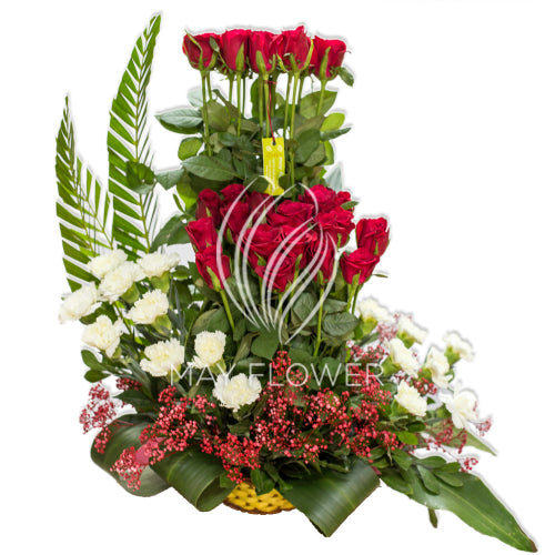 Red Roses with White Florals