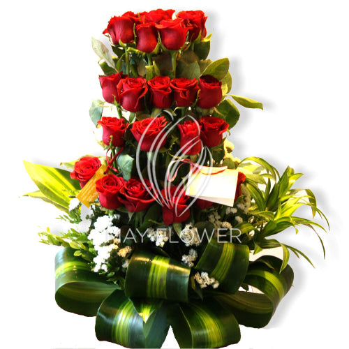 Red Rose Step Arrangement Secondary image