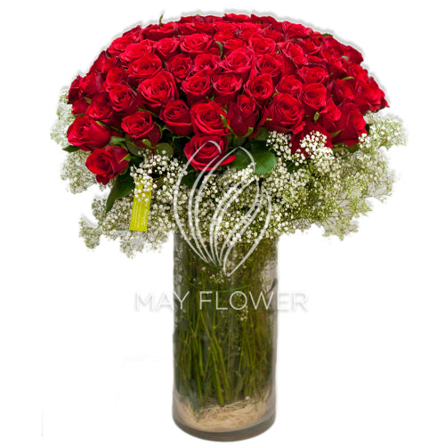 100 Red Roses Vase Main image