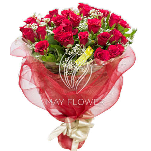 40 Red Roses Hand Bunch May Flower