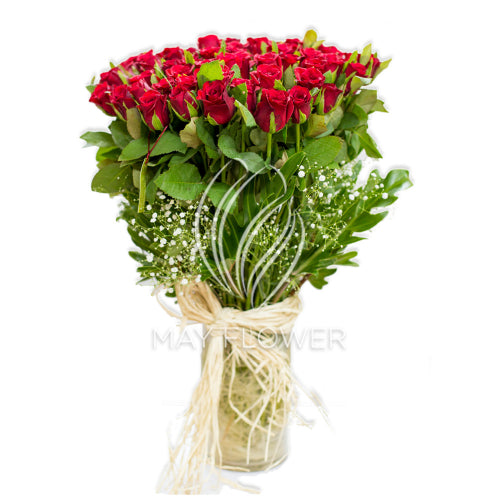 50 Red Roses Vase Secondary image