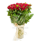 50 Red Roses Vase