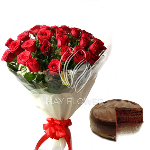 30 Roses With Cake Main image