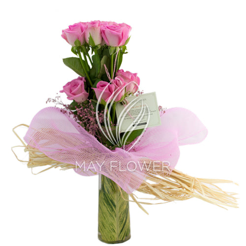 Delicate Roseate Roses in a Vase – May Flower