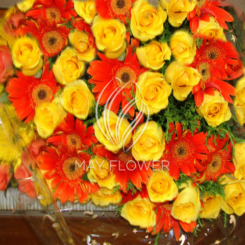 Large Roses and Gerbera Hand Bunch Main image