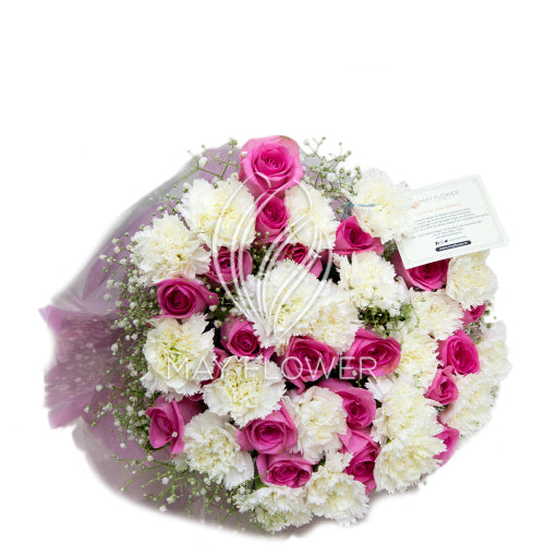 Pink White Carnation Bunch Main image